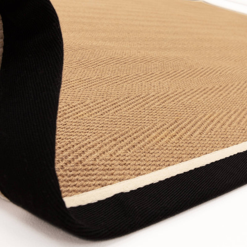 Atmacha Home & Living Rug Bordo Herringbone Charcoal Cream - Beige/Natural - Flatweave Rug