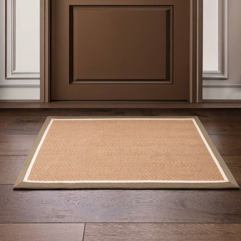 Atmacha Home & Living Rug Bordo Herringbone Khaki Cream - Beige/Natural - Flatweave Rug