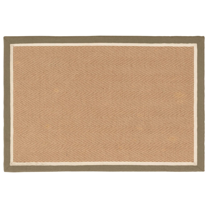 Atmacha Home & Living Rug Bordo Herringbone Khaki Cream - Beige/Natural - Flatweave Rug