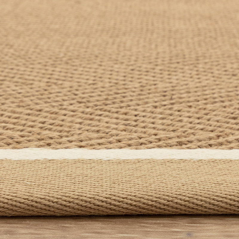 Atmacha Home & Living Rug Bordo Herringbone Linen Cream - Beige/Natural - Flatweave Rug