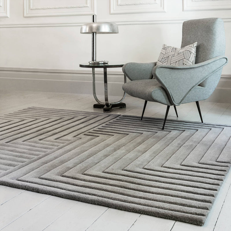 Atmacha Home & Living Rug Form Silver - Grey/Silver - Modern Rug