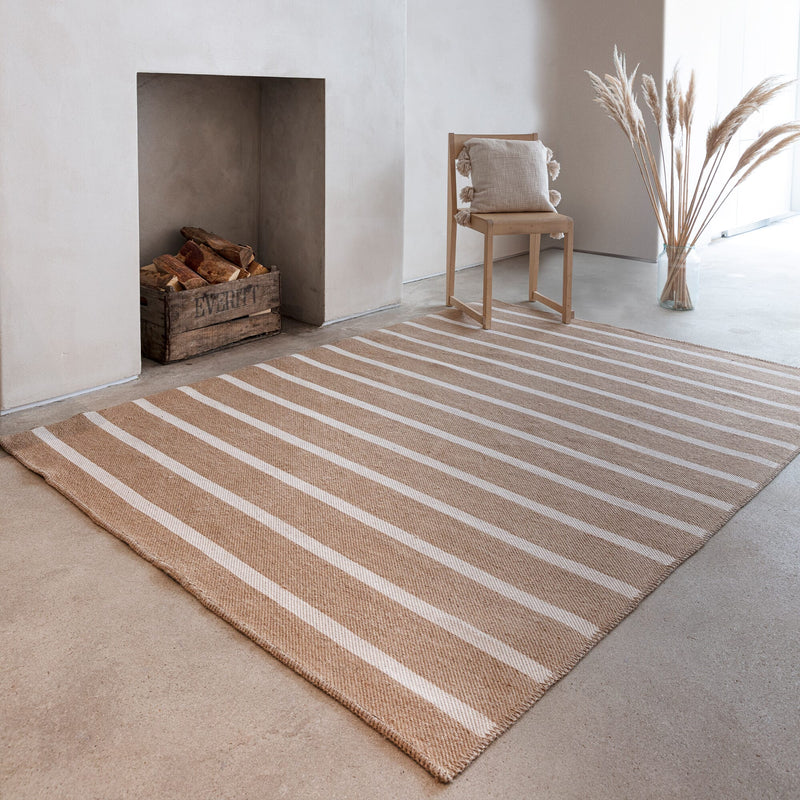 Atmacha Home & Living Rug Global Cream Stripe Flatweave Rug