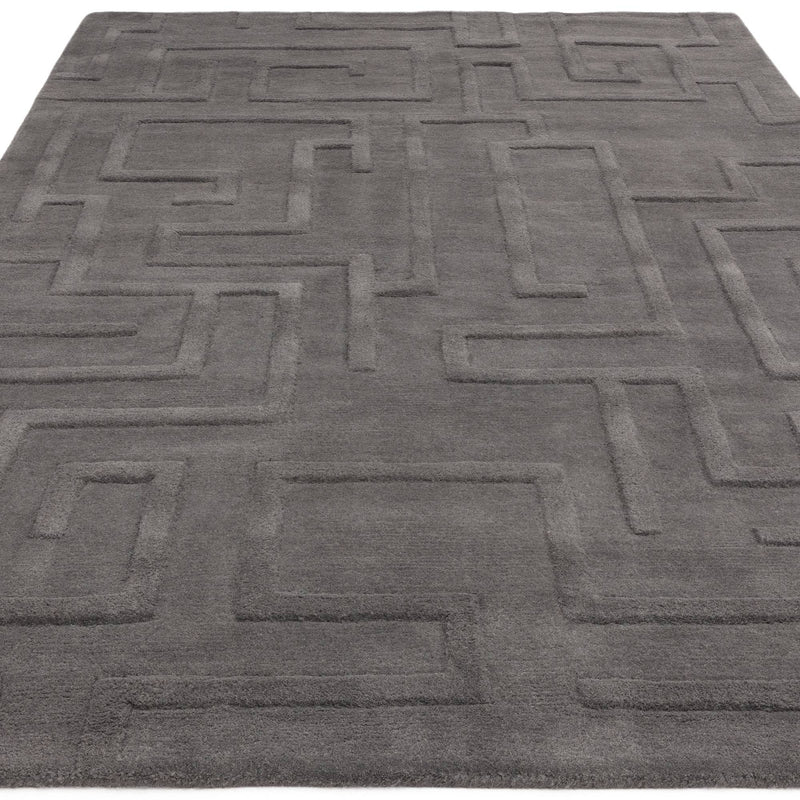 Atmacha Home & Living Rug Maze Charcoal - Grey/Silver - Plain Rug
