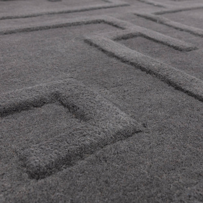Atmacha Home & Living Rug Maze Charcoal - Grey/Silver - Plain Rug