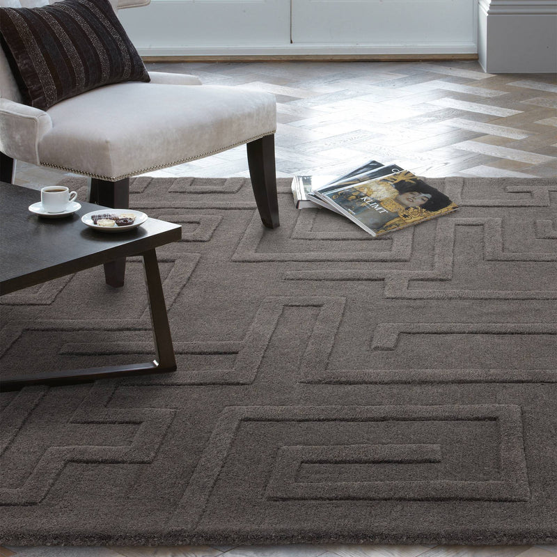 Atmacha Home & Living Rug Maze Charcoal - Grey/Silver - Plain Rug