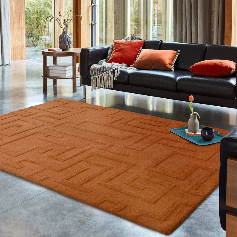 Atmacha Home & Living Rug Maze Rust - Orange - Plain Rug