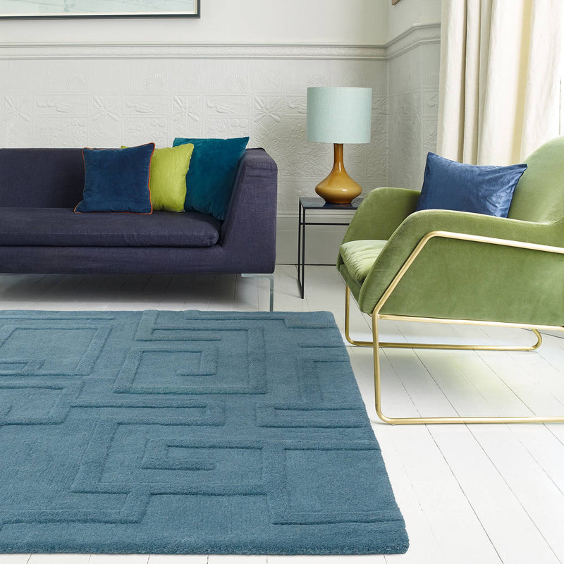 Atmacha Home & Living Rug Maze Teal - Blue - Plain Rug
