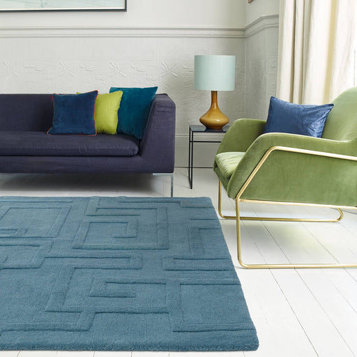 Atmacha Home & Living Rug Maze Teal - Blue - Plain Rug