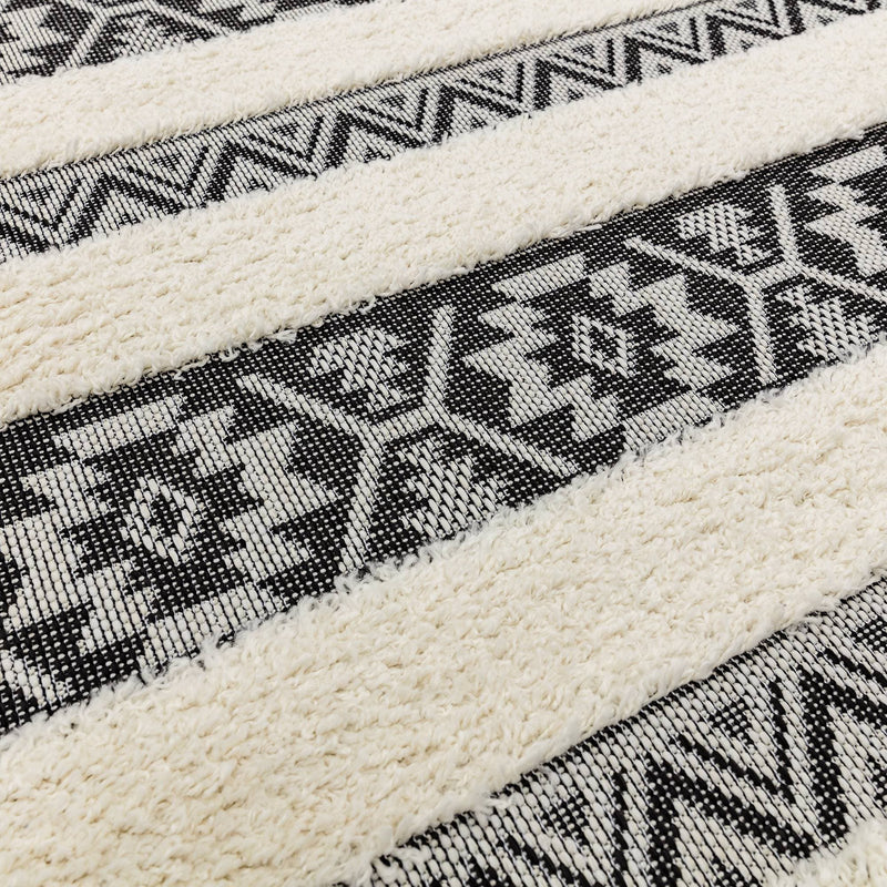 Atmacha Home & Living Rug Monty MN03 Black/Cream Stripe - Monochrome - Modern Rug
