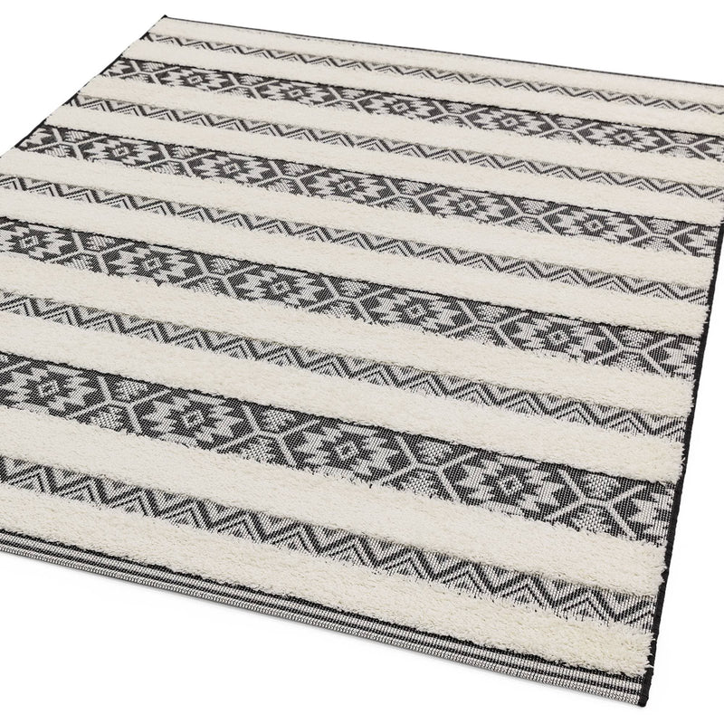 Atmacha Home & Living Rug Monty MN03 Black/Cream Stripe - Monochrome - Modern Rug