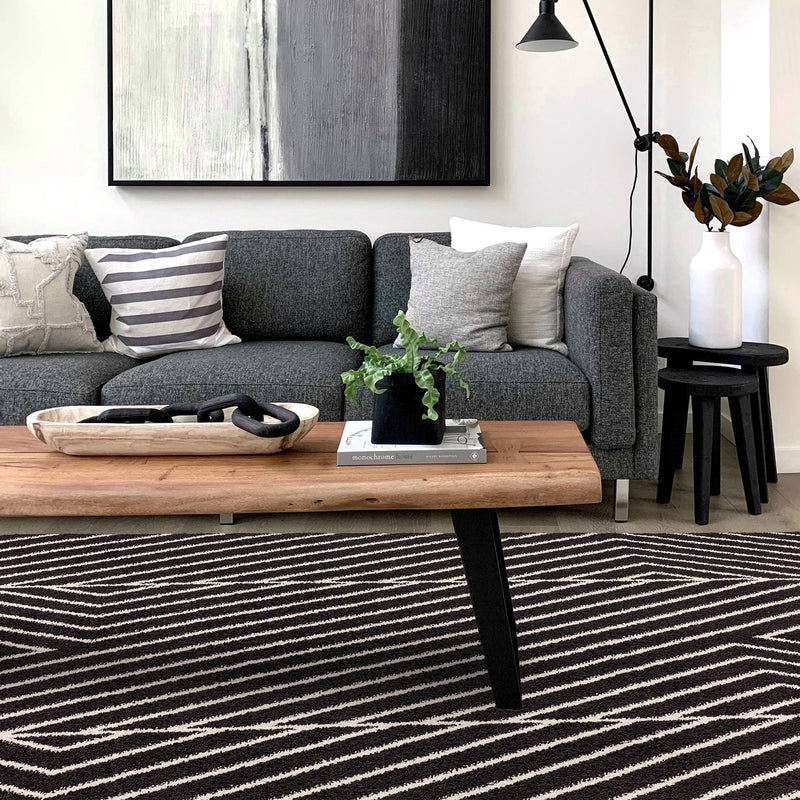Atmacha Home & Living Rug Muse Black Linear MU10 - Monochrome - Modern Rug
