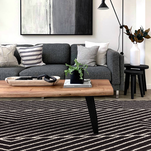 Atmacha Home & Living Rug Muse Black Linear MU10 - Monochrome - Modern Rug