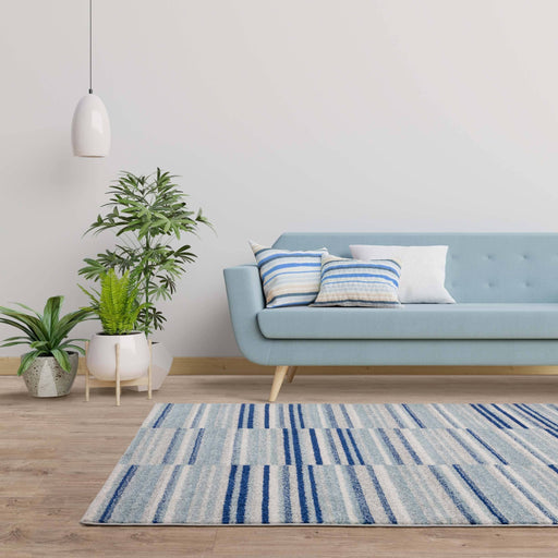 Atmacha Home & Living Rug Muse Blue Stripe MU05 - Modern Rug