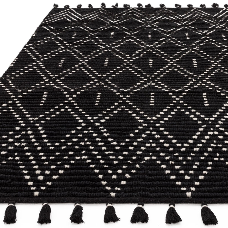 Atmacha Home & Living Rug Nepal Black/Cream Diamond Rug Boho Rug