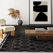 Atmacha Home & Living Rug Nepal Black/Cream Diamond Rug Boho Rug