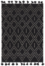 Atmacha Home & Living Rug Nepal Black/Cream Diamond Rug Boho Rug