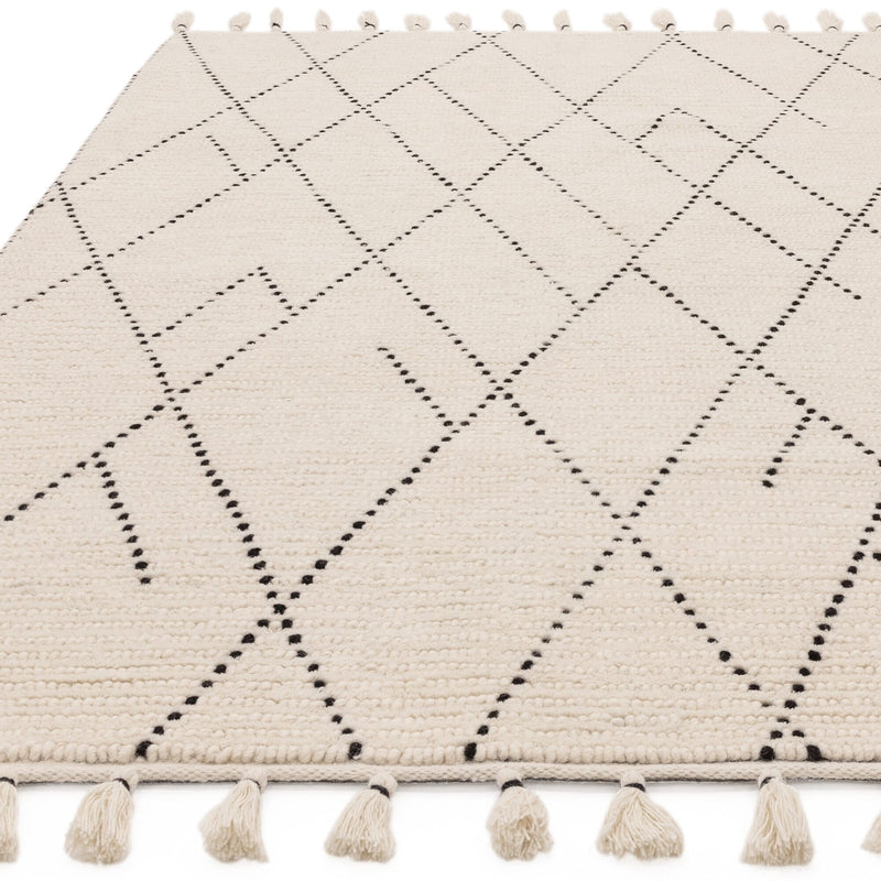 Atmacha Home & Living Rug Nepal Cream/Black Linear Rug Boho Rug