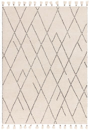 Atmacha Home & Living Rug Nepal Cream/Black Linear Rug Boho Rug