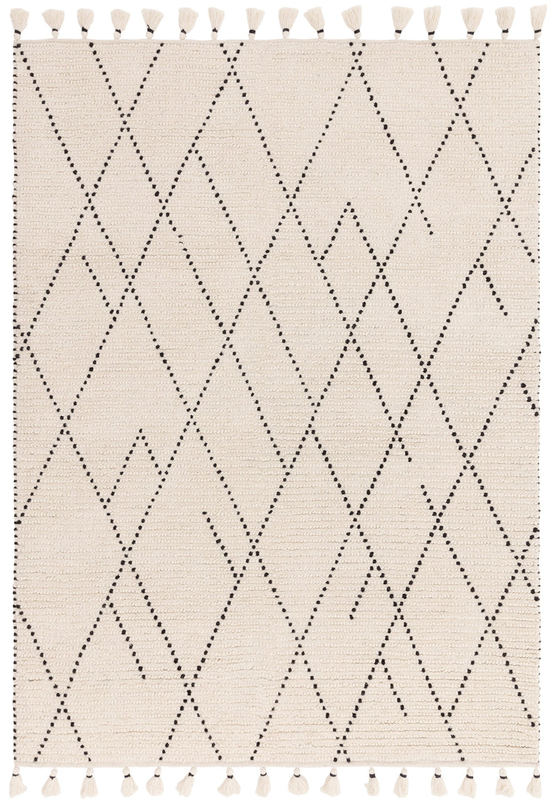 Atmacha Home & Living Rug Nepal Cream/Black Linear Rug Boho Rug