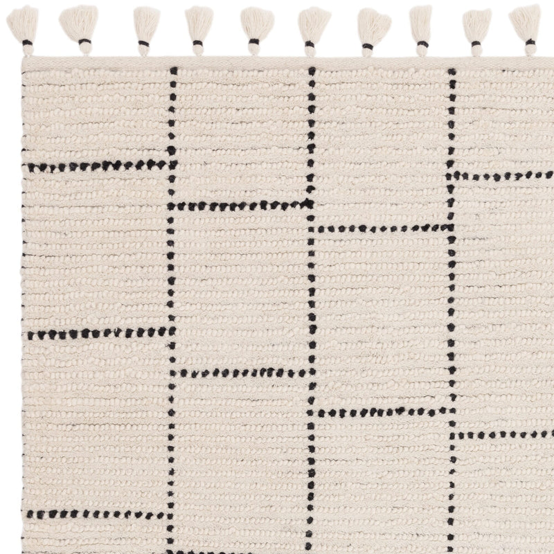 Atmacha Home & Living Rug Nepal Cream/Black Tile Rug Boho Rug