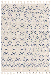 Atmacha Home & Living Rug Nepal Cream/Blue Diamond Rug Boho Rug