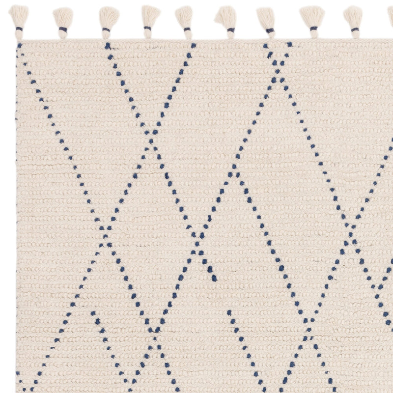 Atmacha Home & Living Rug Nepal Cream/Blue Linear Rug Boho Rug