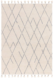 Atmacha Home & Living Rug Nepal Cream/Blue Linear Rug Boho Rug