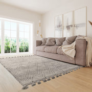 Atmacha Home & Living Rug Nepal Grey/Black Diamond Rug Boho Rug