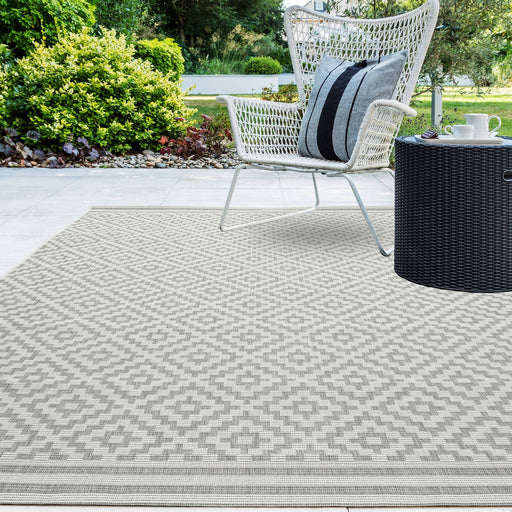Atmacha Home & Living Rug Patio PAT11 Diamond Grey - Grey/Silver - Flatweave Rug