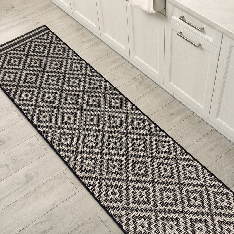 Atmacha Home & Living Rug Patio PAT12 Diamond Mono - Monochrome - Flatweave Rug
