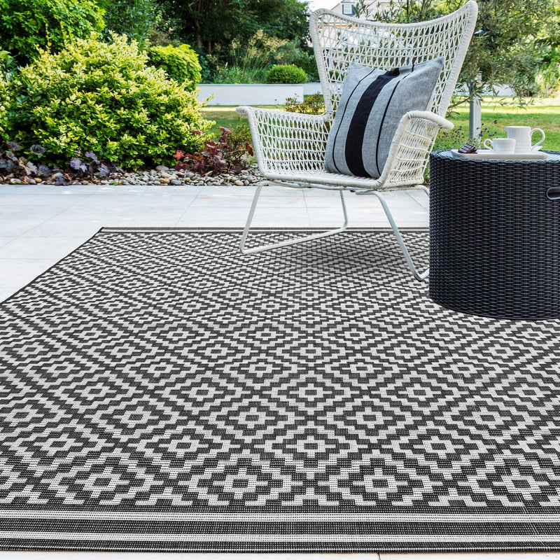 Atmacha Home & Living Rug Patio PAT12 Diamond Mono - Monochrome - Flatweave Rug