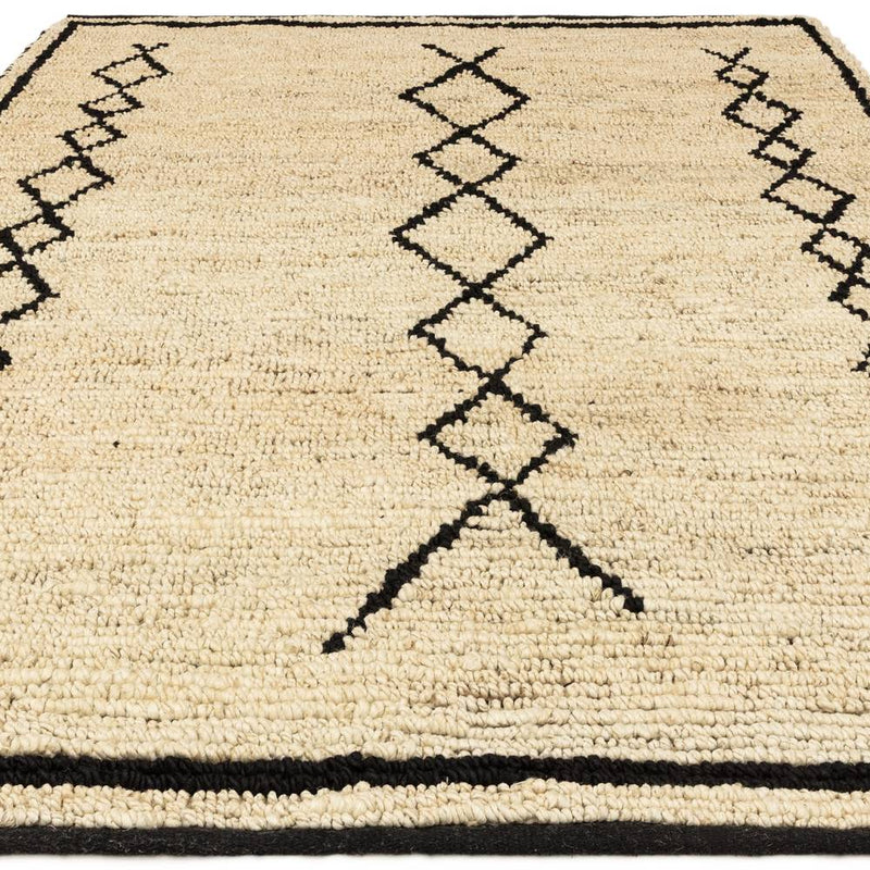 Atmacha Home & Living Rug Souk Bleach & Black - Beige/Natural - Flatweave Rug