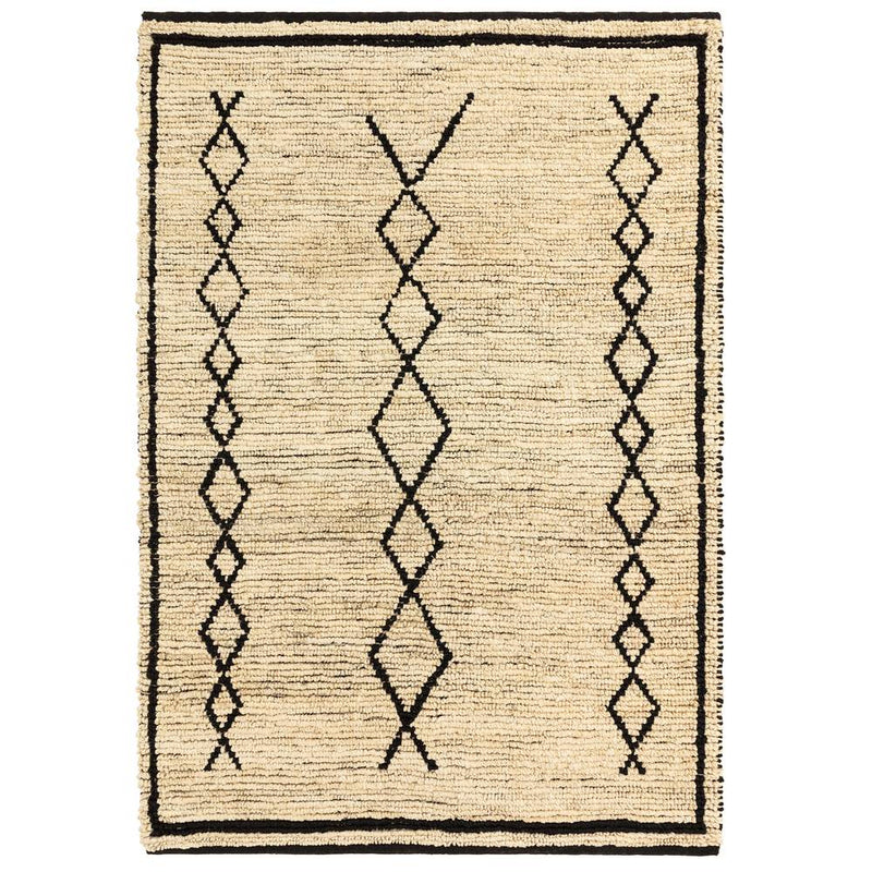 Atmacha Home & Living Rug Souk Bleach & Black - Beige/Natural - Flatweave Rug