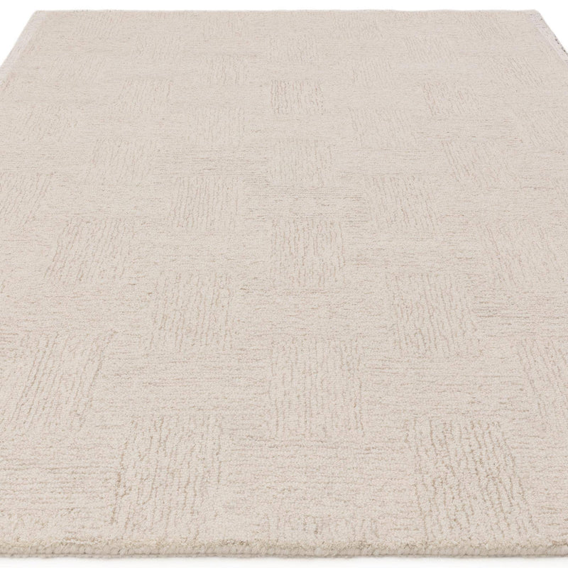 Atmacha Home & Living Rug Theodore Hatch White & Sand - Beige/Natural - Plain Rug