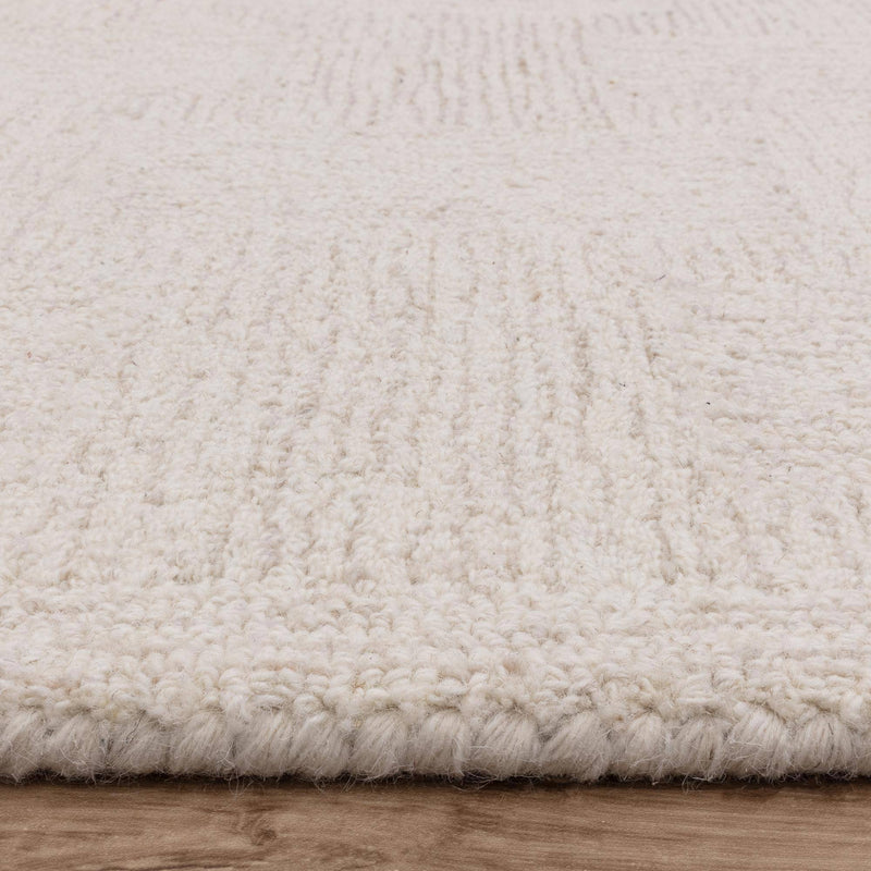 Atmacha Home & Living Rug Theodore Hatch White & Sand - Beige/Natural - Plain Rug