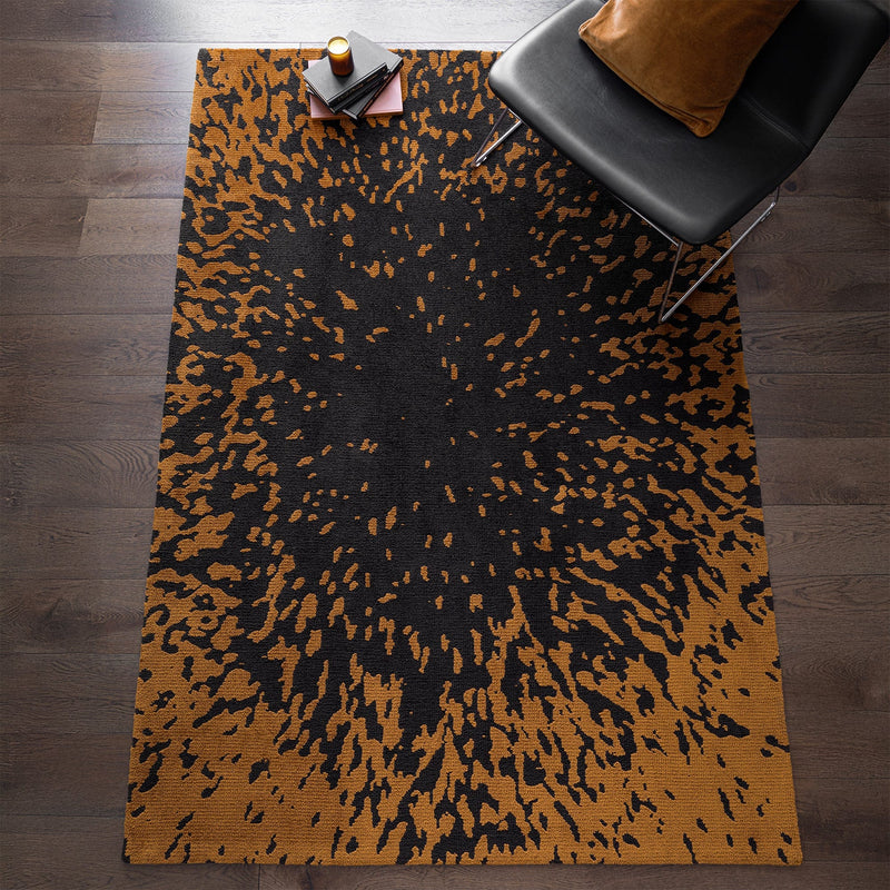 Atmacha Home & Living Rug Wilder Splash Charcoal Rug – Black & Orange Modern Rug