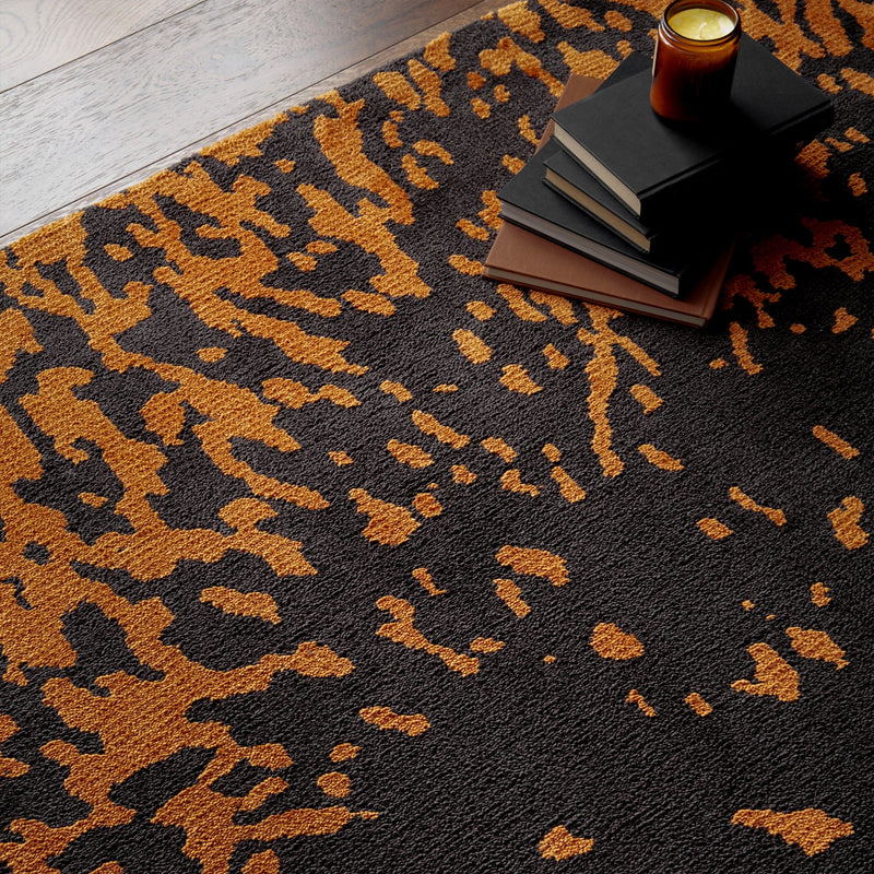 Atmacha Home & Living Rug Wilder Splash Charcoal Rug – Black & Orange Modern Rug