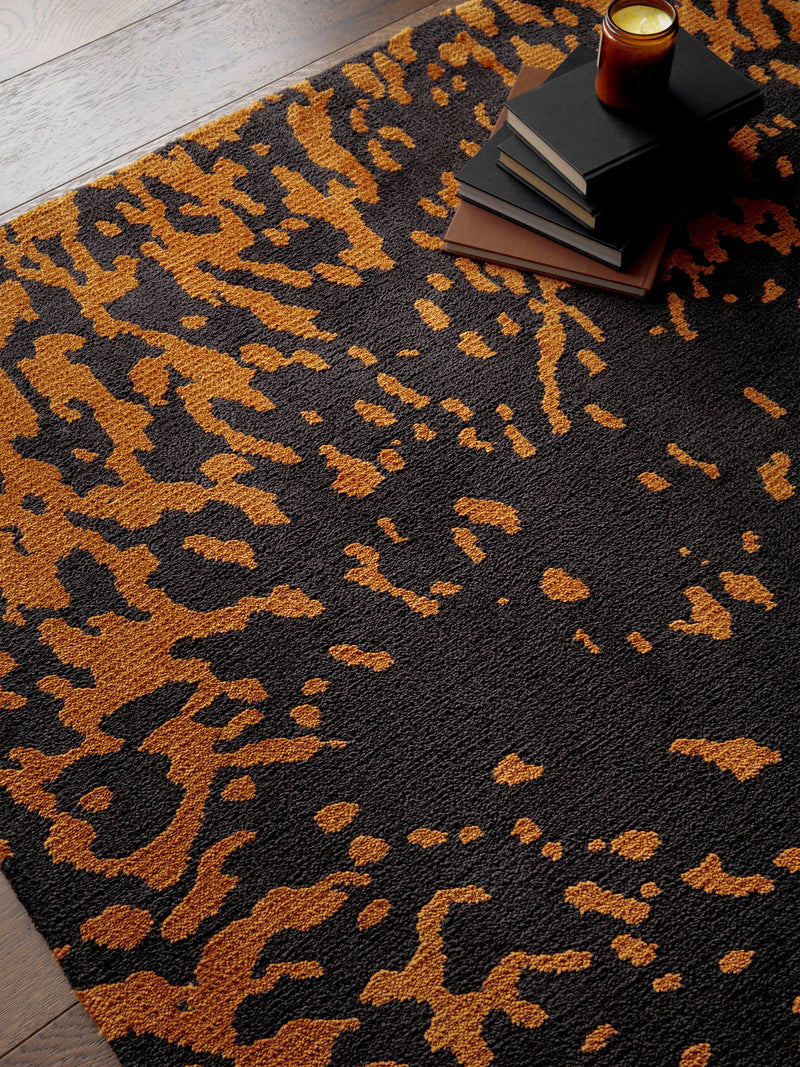 Atmacha Home & Living Rug Wilder Splash Charcoal Rug – Black & Orange Modern Rug