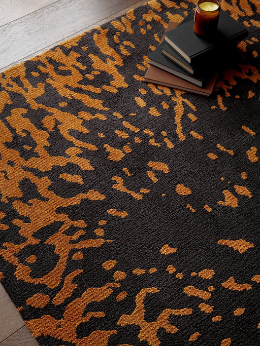 Atmacha Home & Living Rug Wilder Splash Charcoal Rug – Black & Orange Modern Rug