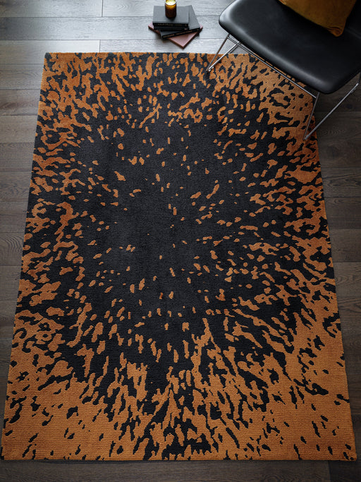 Atmacha Home & Living Rug Wilder Splash Charcoal Rug – Black & Orange Modern Rug