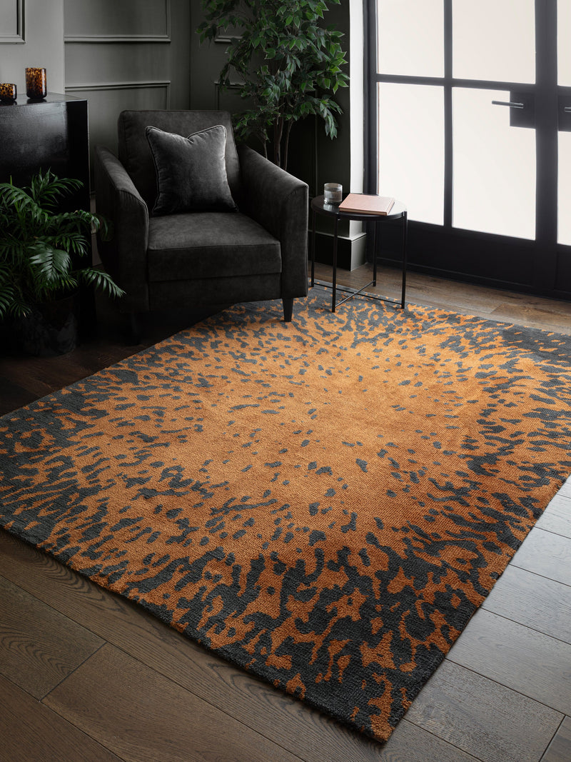 Atmacha Home & Living Rug Wilder Splash Spice Rug – Contemporary Orange & Charcoal Rug