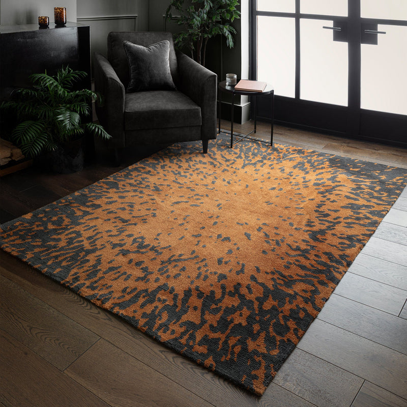 Atmacha Home & Living Rug Wilder Splash Spice Rug – Contemporary Orange & Charcoal Rug