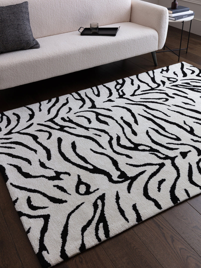 Atmacha Home & Living Rug Wilder Tiger Mono Rug – Contemporary Black & Grey Animal Print Rug