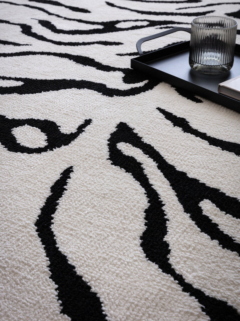 Atmacha Home & Living Rug Wilder Tiger Mono Rug – Contemporary Black & Grey Animal Print Rug
