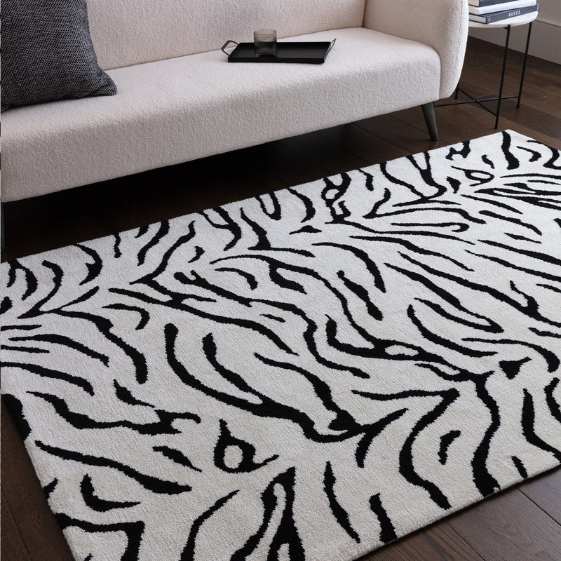 Atmacha Home & Living Rug Wilder Tiger Mono Rug – Contemporary Black & Grey Animal Print Rug