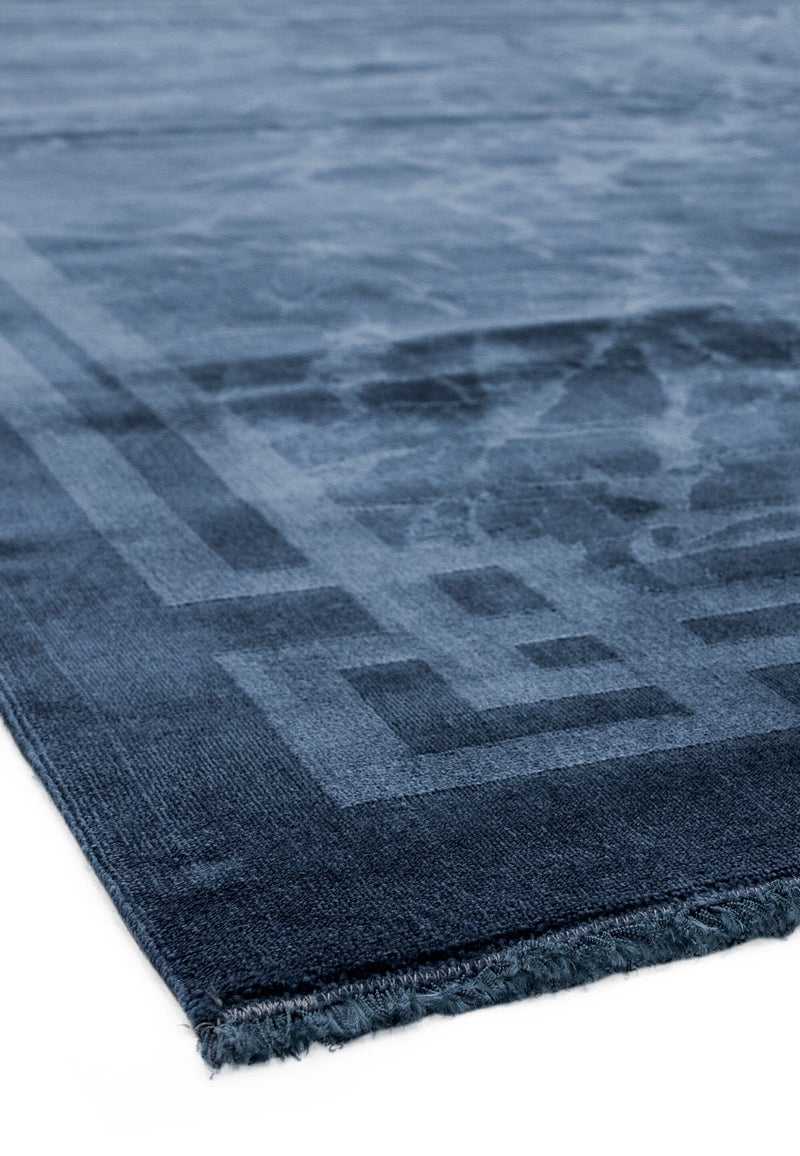 Ink Blue Rugs Zehraya ZE02 Ink Blue Border Rug - ZEHR Rug — Atmacha Home And Living