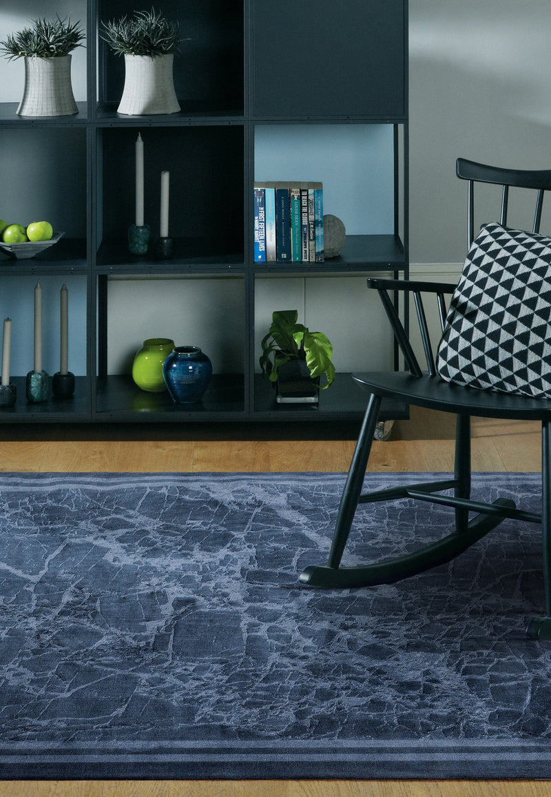 Atmacha Home & Living Rug Zehraya ZE02 Ink Blue Border Abstract Rug