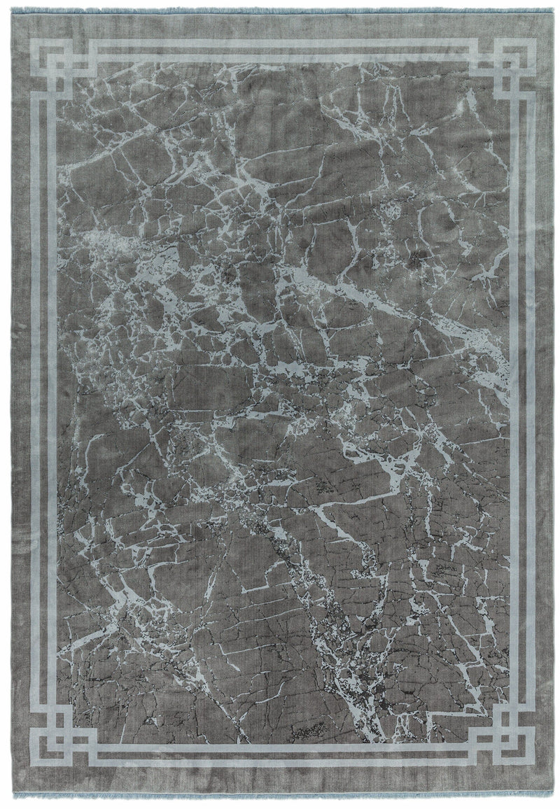 Atmacha Home & Living Rug Zehraya ZE04 Silver Border Abstract Rug