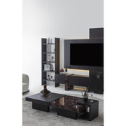 Sorell Side Table — within the dark occasional-table arrangement in front of the TV unit