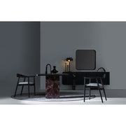 Sorell Sideboard in a dark dining room setting with table and chairs